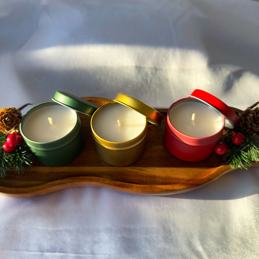 Zestaw 3 świec w puszkach – edycja świąteczna