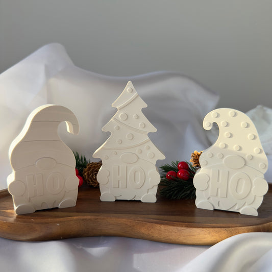 Krasnale świąteczne z gipsu polimerowego – zestaw 3 sztuk