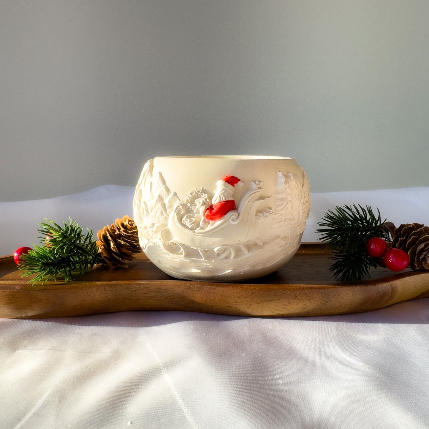 Pojemnik „Świąteczne Sanki” z gipsu polimerowego