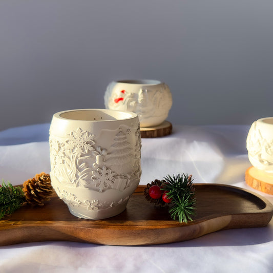 Pojemnik „Zimowy Krajobraz” z gipsu polimerowego