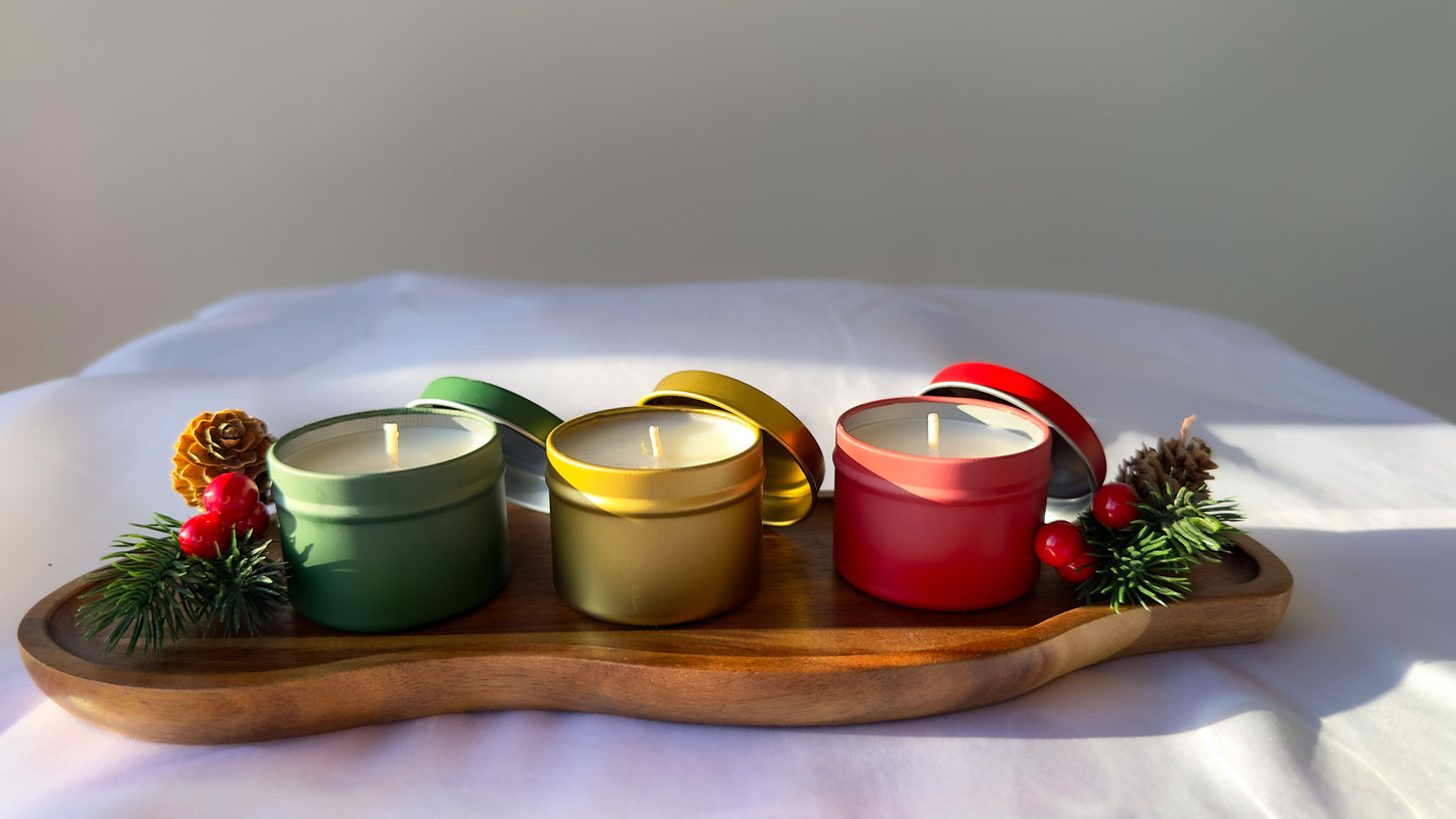 Zestaw 3 świec w puszkach – edycja świąteczna